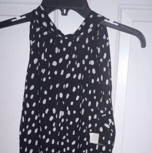 Madison Women's Halter Neck/Tie Back Black & White Polka Dot Blouse Size XS